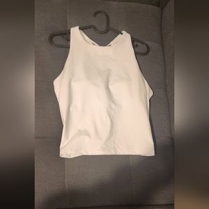 Fabletics White Strappy Built-in Bra Tank Medium